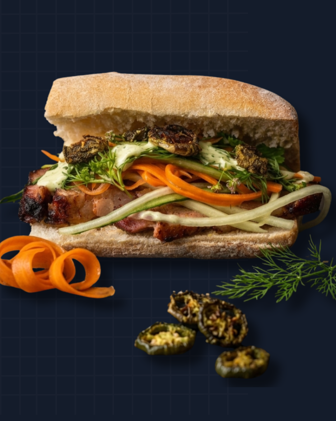 Bánh Mì de Panceta al Barril listo para servir