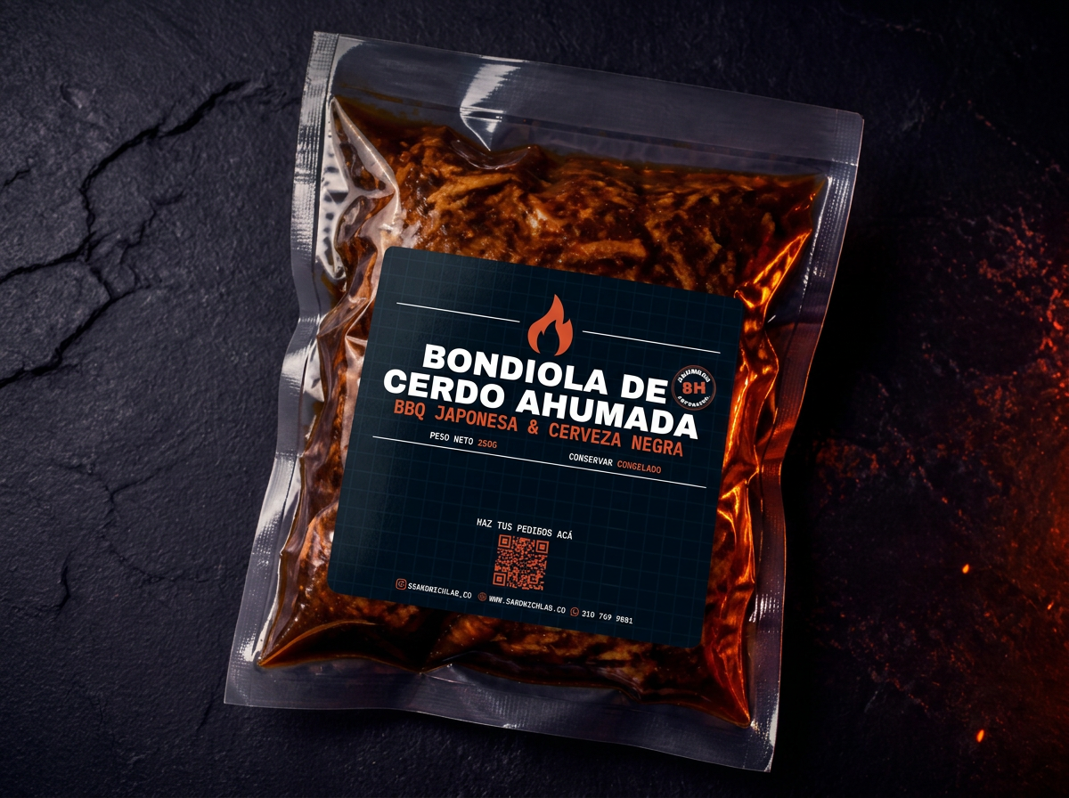 Bondiola desmechada BBQ japonesa empacada al vacío