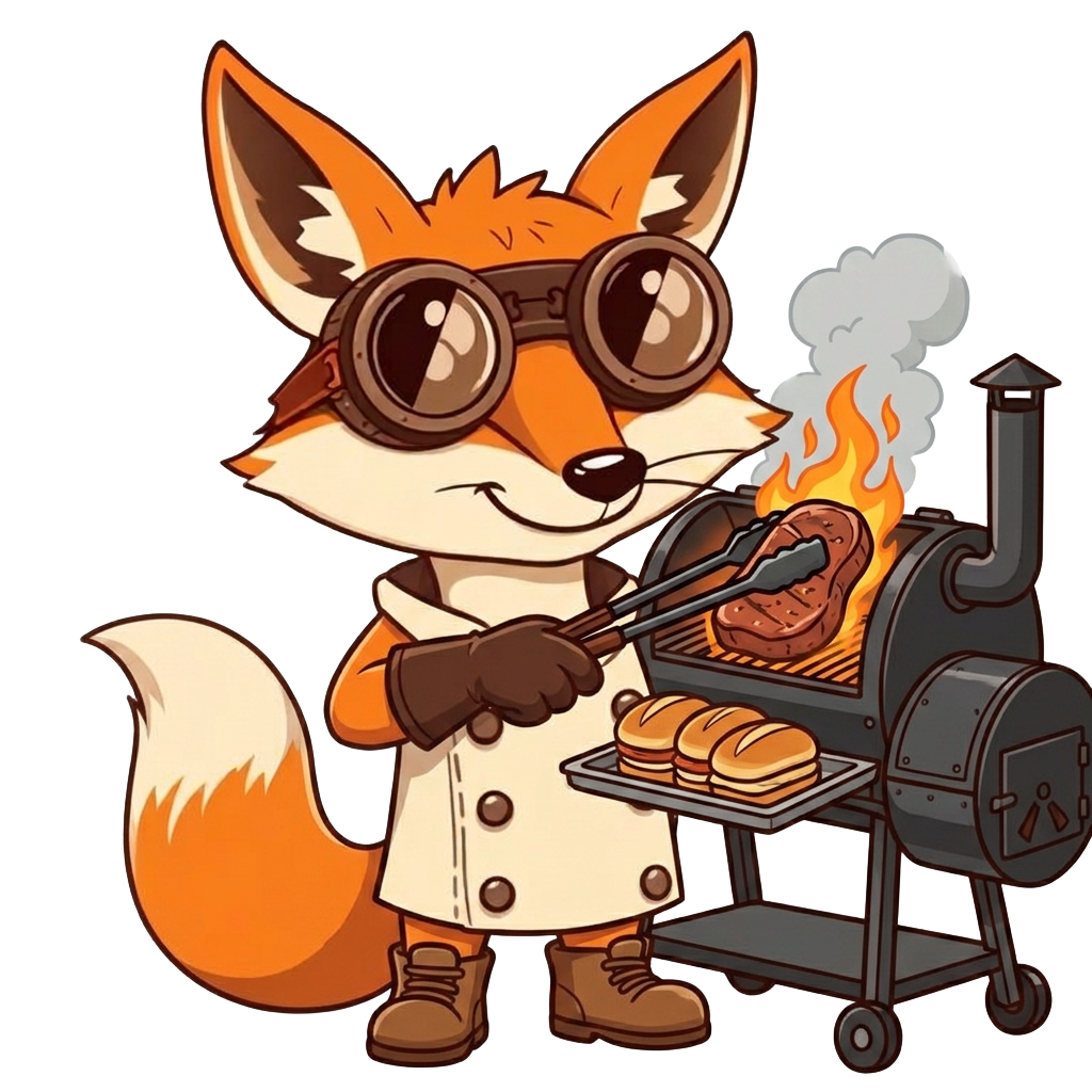 Zorro alquimista cocinando en un barril ahumador